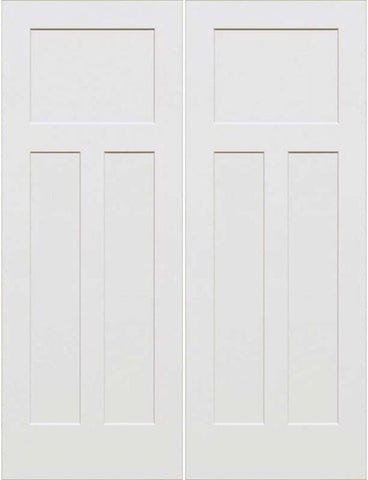 WDMA 64x80 Door (5ft4in by 6ft8in) Interior Barn Smooth 80in 3-Panel Craftsman Primed Double Door 1