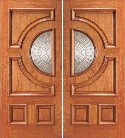WDMA 64x80 Door (5ft4in by 6ft8in) Exterior Mahogany Front Double Door Radius Lite 1