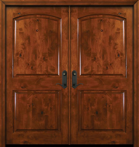 WDMA 64x80 Door (5ft4in by 6ft8in) Exterior Knotty Alder 80in Double Arch 2 Panel Estancia Alder Door 1