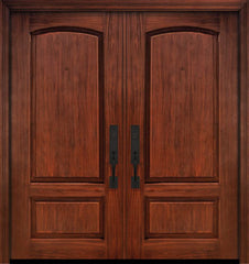WDMA 64x80 Door (5ft4in by 6ft8in) Exterior Cherry 80in Double 2 Panel Arch or Knotty Alder Door 1