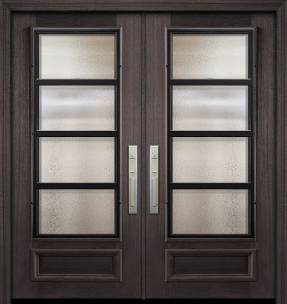 WDMA 64x80 Door (5ft4in by 6ft8in) Exterior Mahogany 80in Double 3/4 Lite Urban Steel Grille Portobello Door 1