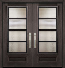 WDMA 64x80 Door (5ft4in by 6ft8in) Exterior Mahogany 80in Double 3/4 Lite Urban Steel Grille Portobello Door 1