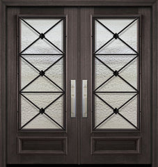 WDMA 64x80 Door (5ft4in by 6ft8in) Exterior Mahogany 80in Double 3/4 Lite Republic Portobello Door 1