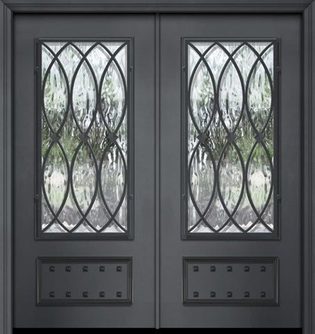 WDMA 64x80 Door (5ft4in by 6ft8in) Exterior 80in ThermaPlus Steel La Salle 1 Panel 3/4 Lite Double Door 1