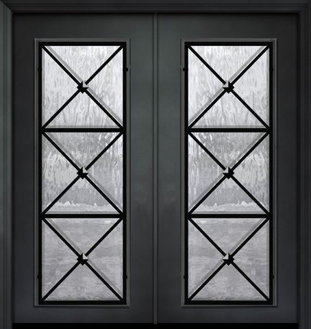 WDMA 64x80 Door (5ft4in by 6ft8in) Exterior 80in ThermaPlus Steel Republic 1 Panel Full Lite Double Door 1