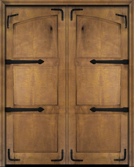 WDMA 64x96 Door (5ft4in by 8ft) Exterior Barn Mahogany Arch Top 2 Panel Rustic-Old World Home Style or Interior Double Door with Corner Straps / Straps 2