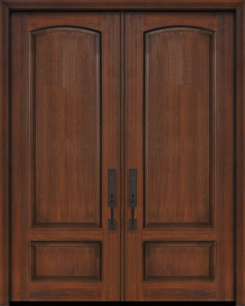WDMA 64x96 Door (5ft4in by 8ft) Exterior Cherry 96in Double 2 Panel Arch or Knotty Alder Door 1
