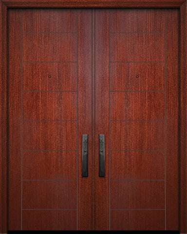 WDMA 64x96 Door (5ft4in by 8ft) Exterior Mahogany 96in Double Brentwood Solid Contemporary Door 1