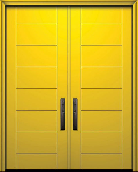 WDMA 64x96 Door (5ft4in by 8ft) Exterior Smooth IMPACT | 96in Double Brentwood Solid Contemporary Door 1