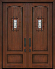 WDMA 64x96 Door (5ft4in by 8ft) Exterior Cherry IMPACT | 96in Double 2 Panel Arch or Knotty Alder Door with Speakeasy 1