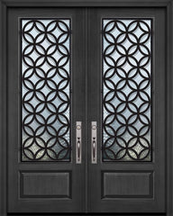 WDMA 64x96 Door (5ft4in by 8ft) Exterior Cherry IMPACT | 96in Double 1 Panel 3/4 Lite Eclectic Steel Grille Door 1