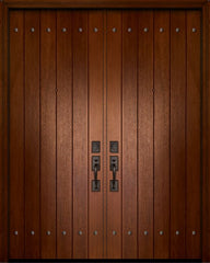 WDMA 64x96 Door (5ft4in by 8ft) Exterior Mahogany 96in Double Plank Door with Clavos 1
