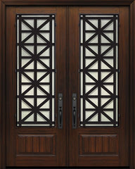 WDMA 64x96 Door (5ft4in by 8ft) Exterior Cherry 96in Double 1 Panel 3/4 Lite Contempo Steel Grille Door 1
