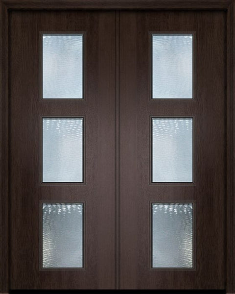 WDMA 64x96 Door (5ft4in by 8ft) Exterior Mahogany 96in Double Newport Contemporary Door w/Textured Glass 1