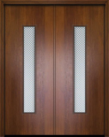 WDMA 64x96 Door (5ft4in by 8ft) Exterior Mahogany 96in Double Malibu Contemporary Door w/Metal Grid 1