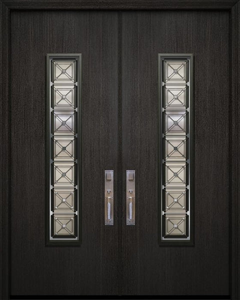 WDMA 64x96 Door (5ft4in by 8ft) Exterior Mahogany 96in Double Malibu Contemporary Door with Speakeasy 1