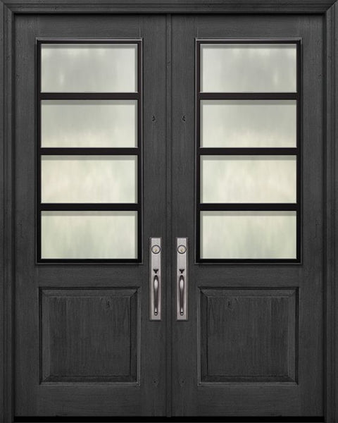WDMA 64x96 Door (5ft4in by 8ft) Exterior Knotty Alder IMPACT | 96in Double 1 Panel 2/3 Lite Urban Steel Grille Door 1