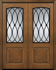WDMA 64x96 Door (5ft4in by 8ft) Exterior Knotty Alder IMPACT | 96in Double 1 Panel 2/3 Arch Lite La Salle Door 1