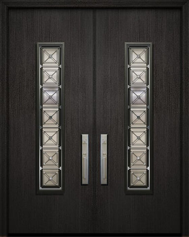 WDMA 64x96 Door (5ft4in by 8ft) Exterior Mahogany 96in Double Malibu Solid Contemporary Door with Speakeasy 1