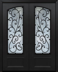 WDMA 64x96 Door (5ft4in by 8ft) Exterior 96in ThermaPlus Steel Bellagio 1 Panel Square Top Arch Lite Double Door 1