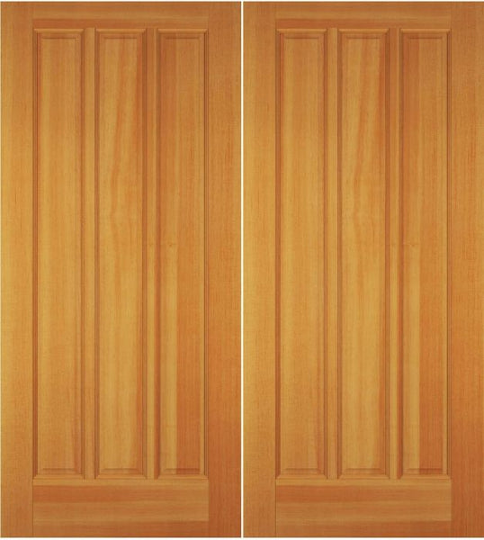 WDMA 68x78 Door (5ft8in by 6ft6in) Exterior Swing Cherry Wood 3 Panel Double Door 1