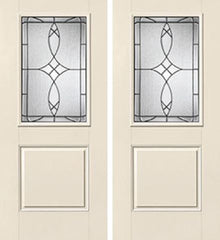 WDMA 68x80 Door (5ft8in by 6ft8in) Exterior Smooth Blackstone Half Lite 1 Panel Star Double Door 1
