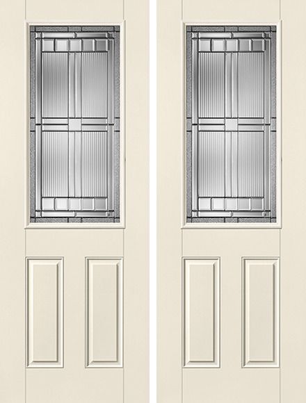 WDMA 68x96 Door (5ft8in by 8ft) Exterior Smooth SaratogaTM 8ft Half Lite 2 Panel Star Double Door 1