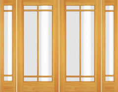 WDMA 72x80 Door (6ft by 6ft8in) Exterior Swing Poplar Wood Full Lite Prairie Arts and Craft Double Door / 2 Sidelight 1