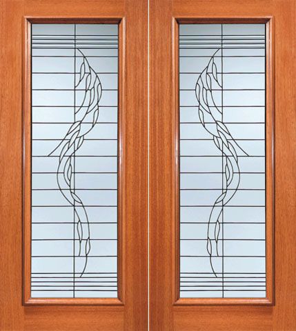 WDMA 72x84 Door (6ft by 7ft) Exterior Mahogany Weeping Willow Branches Beveled Glass Double Door Full lite 1