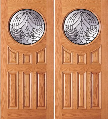 WDMA 72x84 Door (6ft by 7ft) Exterior Mahogany Entry Wood 6 Panel Moulding Circle Modern Double Door 1