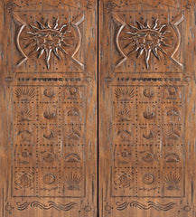 WDMA 72x84 Door (6ft by 7ft) Exterior Mahogany Mexican Style Double Door Carved Aztec Motif  1
