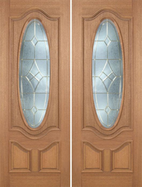 WDMA 72x96 Door (6ft by 8ft) Exterior Mahogany Carmel Double Door w/ A Glass - 8ft Tall 1