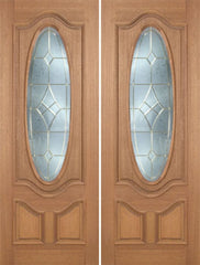 WDMA 72x96 Door (6ft by 8ft) Exterior Mahogany Carmel Double Door w/ A Glass - 8ft Tall 1