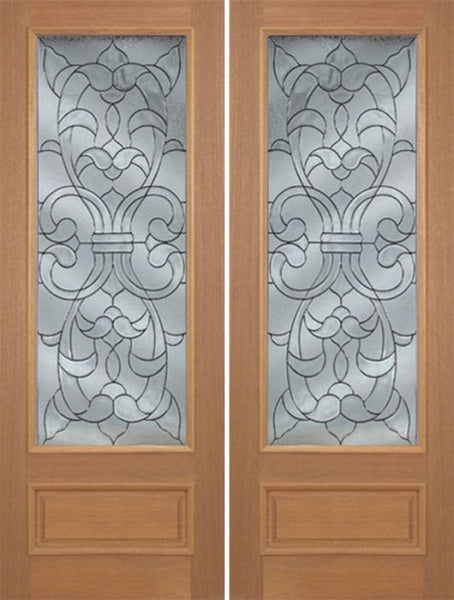 WDMA 72x96 Door (6ft by 8ft) Exterior Mahogany Edwards Double Door w/ W Glass - 8ft Tall 1