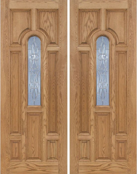 WDMA 72x96 Door (6ft by 8ft) Exterior Oak Carrick Double Door w/ L Glass - 8ft Tall 1