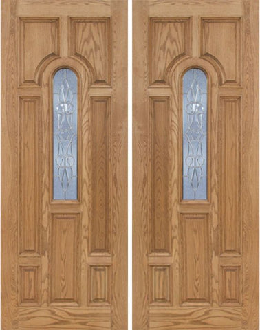 WDMA 72x96 Door (6ft by 8ft) Exterior Oak Carrick Double Door w/ L Glass - 8ft Tall 1