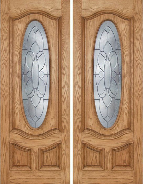 WDMA 72x96 Door (6ft by 8ft) Exterior Oak Dally Double Door w/ BO Glass - 8ft Tall 1