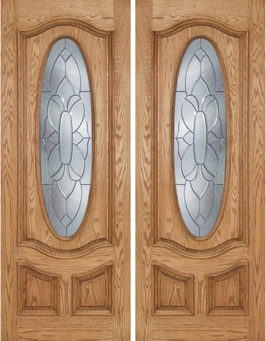 WDMA 72x96 Door (6ft by 8ft) Exterior Oak Dally Double Door w/ BO Glass - 8ft Tall 1