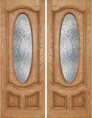 WDMA 72x96 Door (6ft by 8ft) Exterior Oak Dally Double Door w/ CO Glass - 8ft Tall 1