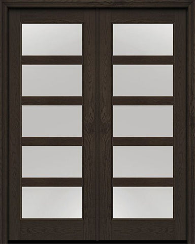WDMA 72x96 Door (6ft by 8ft) Exterior Oak 5 Lite 8ft0in Full Lite Flush-Glazed Fiberglass Double Door 1