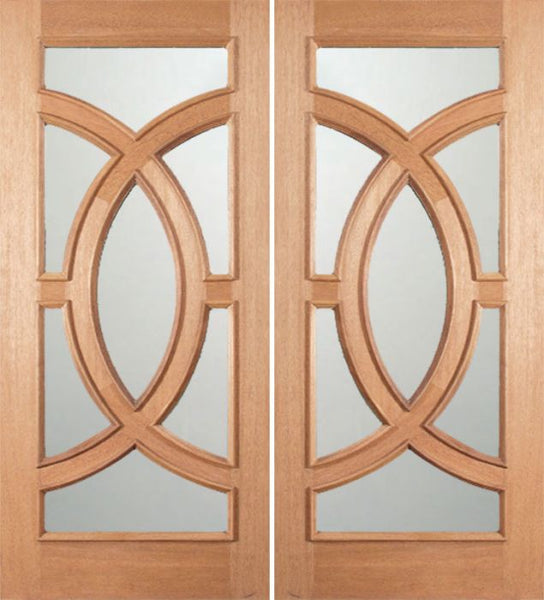 WDMA 72x96 Door (6ft by 8ft) Exterior Mahogany Crescendo Double Door w/ Sandblast Glass 1