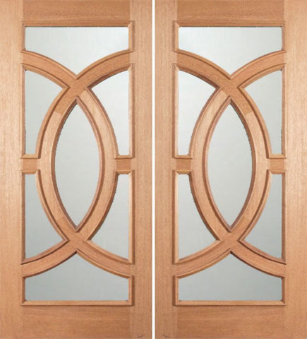 WDMA 72x96 Door (6ft by 8ft) Exterior Mahogany Crescendo Double Door w/ Sandblast Glass 1