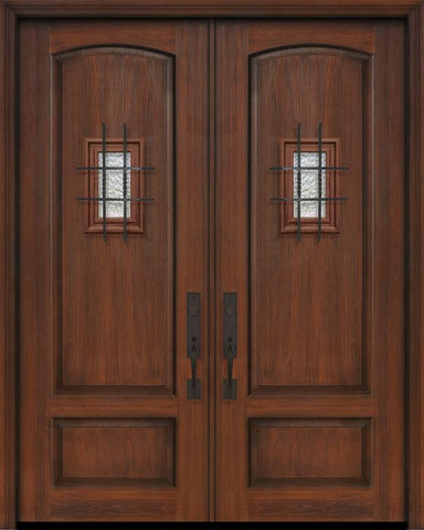 WDMA 72x96 Door (6ft by 8ft) Exterior Cherry Pro 96in Double 2 Panel Arch Door with Speakeasy 1