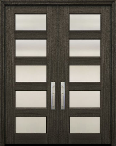 WDMA 72x96 Door (6ft by 8ft) Exterior Mahogany 36in x 96in Double 5 lite TDL Continental DoorCraft Door w/Textured Glass 1