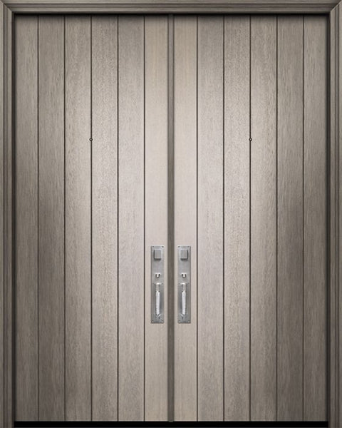 WDMA 72x96 Door (6ft by 8ft) Exterior Swing Mahogany 36in x 96in Double Square Top Plank Portobello Door 1