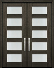WDMA 72x96 Door (6ft by 8ft) Exterior Mahogany 36in x 96in Double 5 lite TDL Continental DoorCraft Door w/Bevel IG 1