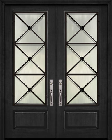 WDMA 72x96 Door (6ft by 8ft) Exterior Cherry Pro 96in Double 1 Panel 3/4 Lite Republic Door 1