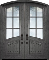 WDMA 72x96 Door (6ft by 8ft) Exterior Knotty Alder 36in x 96in Double Arch Top / Rail 6 Lite SDL Estancia Alder Door 1