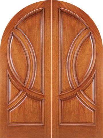 WDMA 72x96 Door (6ft by 8ft) Exterior Mahogany Round Top Solid Double Doors 1