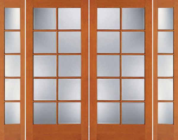 WDMA 76x80 Door (6ft4in by 6ft8in) Exterior Fir 1510 10-Lite Double Door Sidelights 1